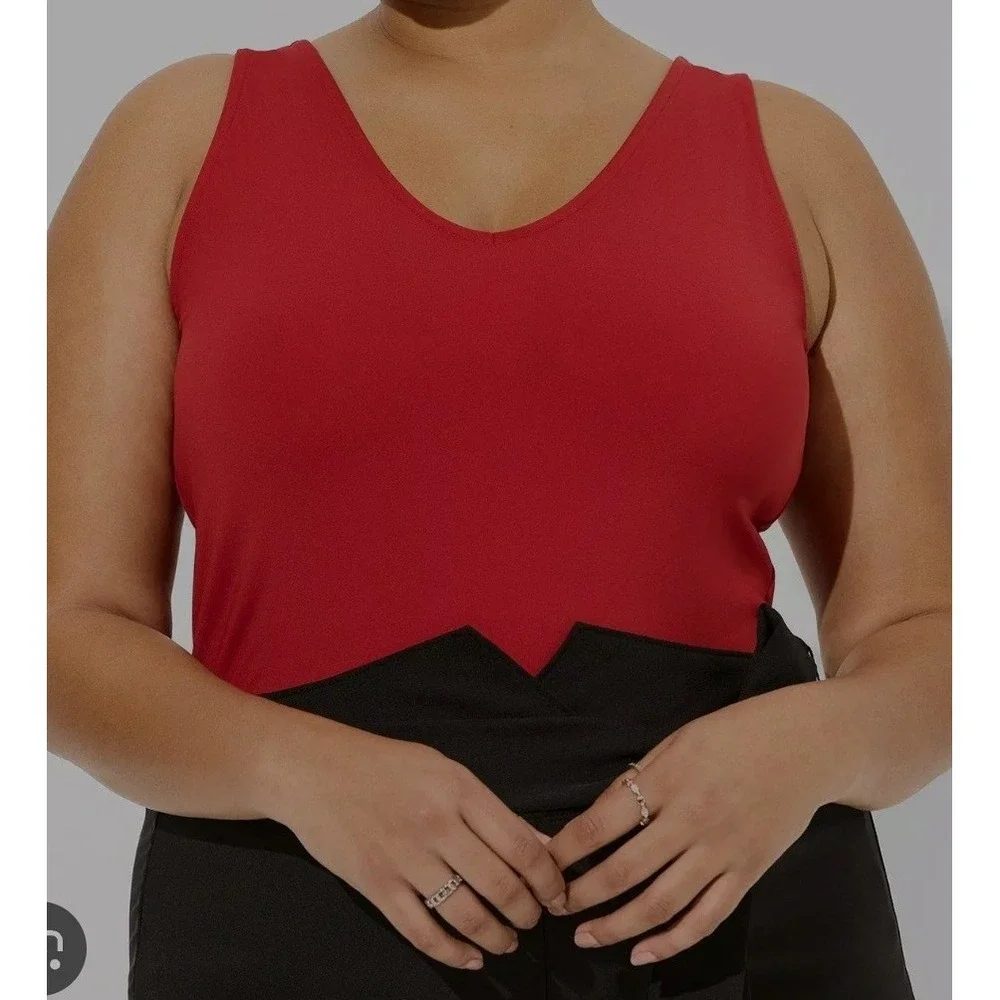 Torrid NWT Festive Red Vibrant Stretch V Neck Tank XL
